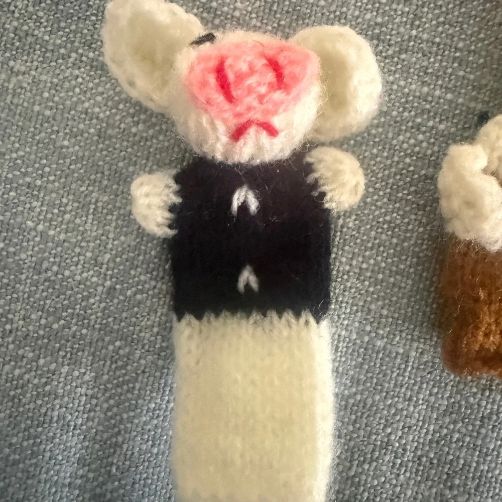 12 Knit Finger‎ Puppets Animal Collection Tiger Penguin Lion 12pc Set